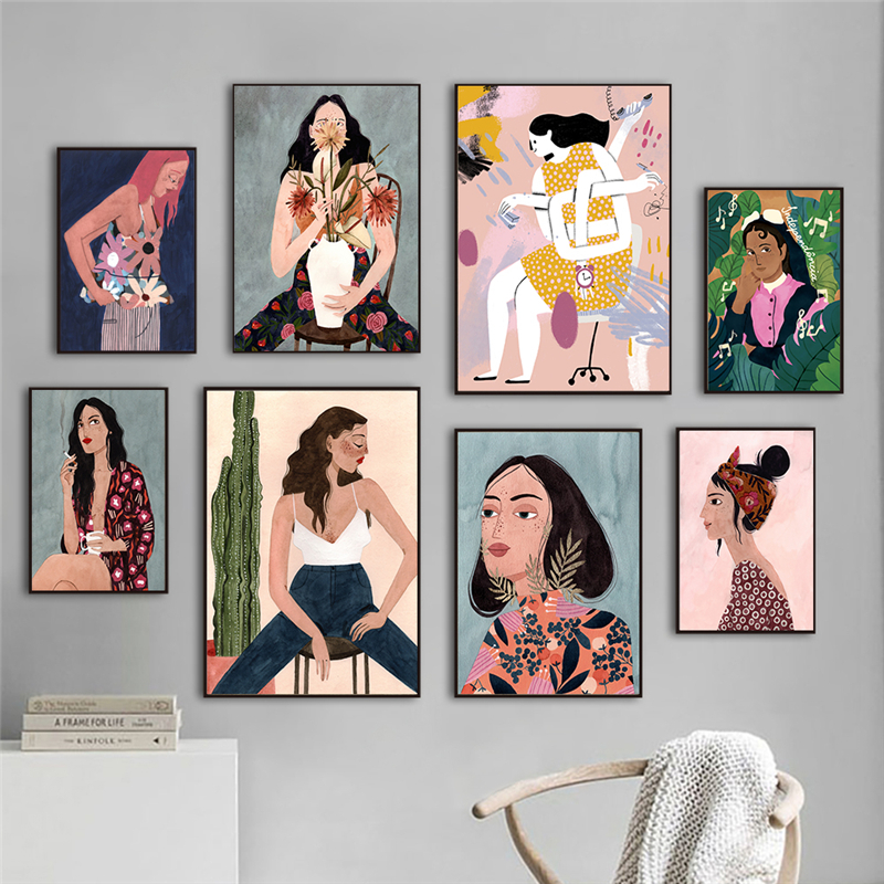 Vintage Fashion Prints For Wall - Vintage Fashion Abstract Wall Art Girl