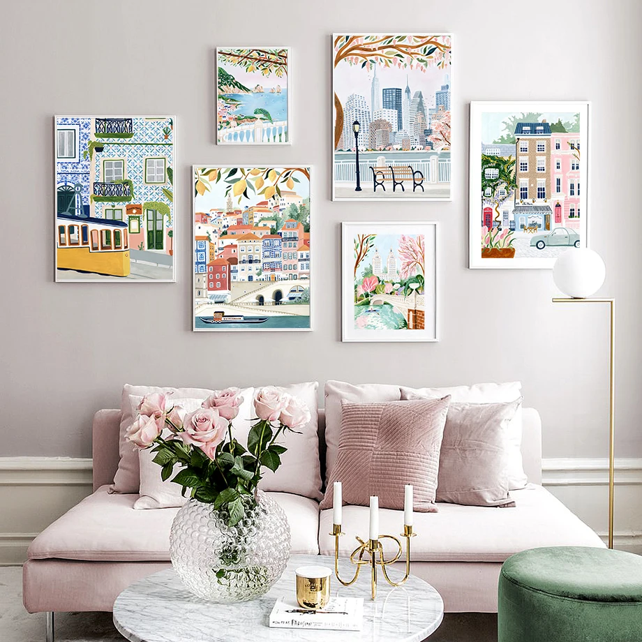 Vintage Fashion Prints For Wall - Minimalist Canvas Nordic Posters City Street