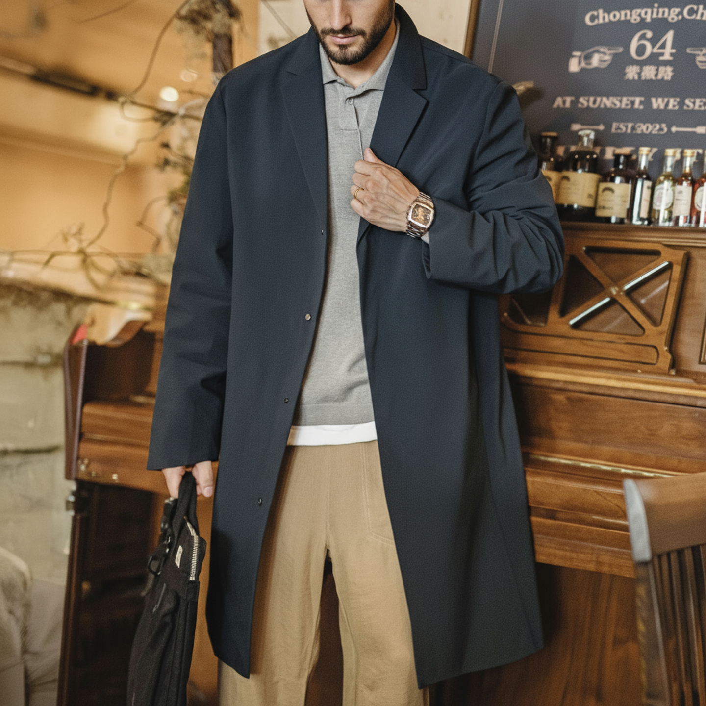 Vintage Windbreaker Nylon - Maden Men's Vintage Commuter Trench Coat