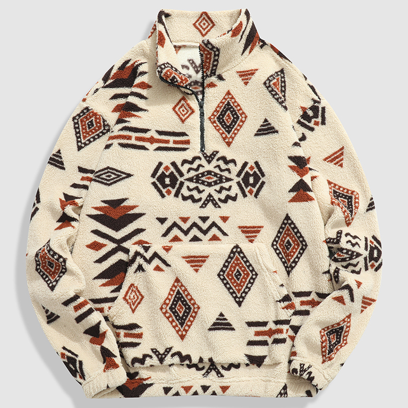 Varsity Jacket Wool - Men's fleece jacket,half-zipper,stand collar cardigan sweater,autumn