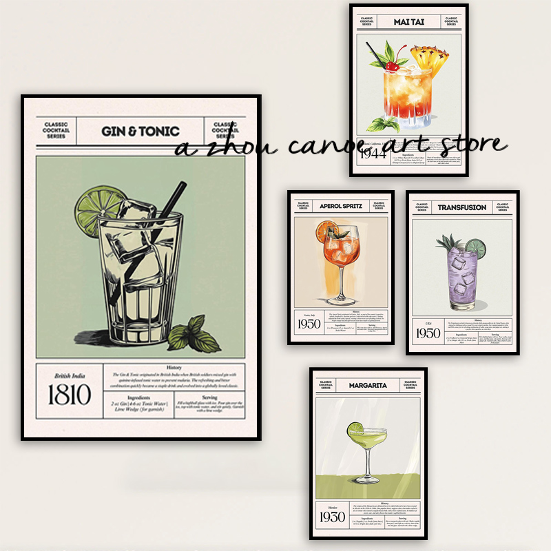Vintage Fashion Prints For Wall - Old Fashioned Classic Vintage Bar Gin