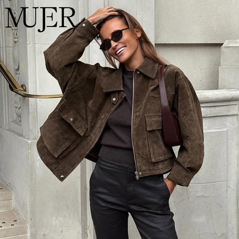 MUJER Faux Leather Bomber Jack - Varsity Jacket Wool avaliação e preço