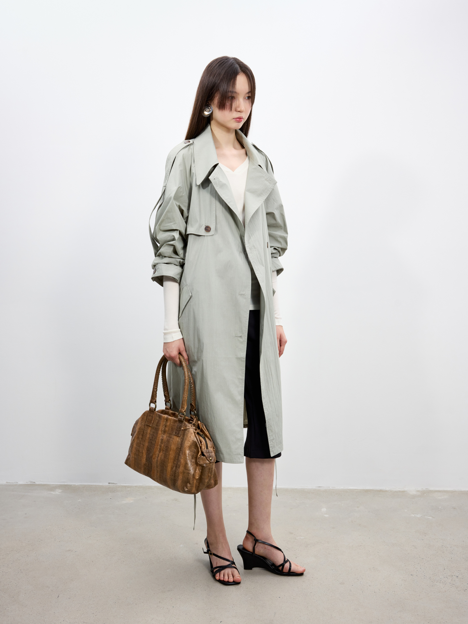 Retro Loose Fit Long Coat Vint - Vintage Windbreaker Nylon avaliação e preço