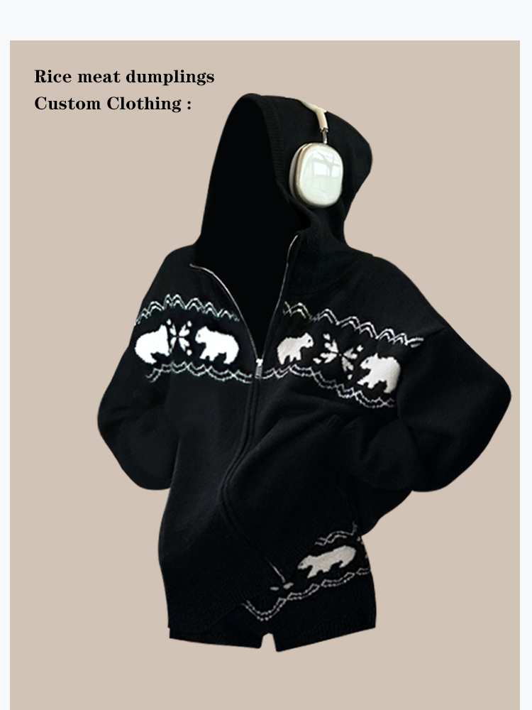 Black Fair Isle Hoodie Women's - Vintage Fashion Faire avaliação e preço