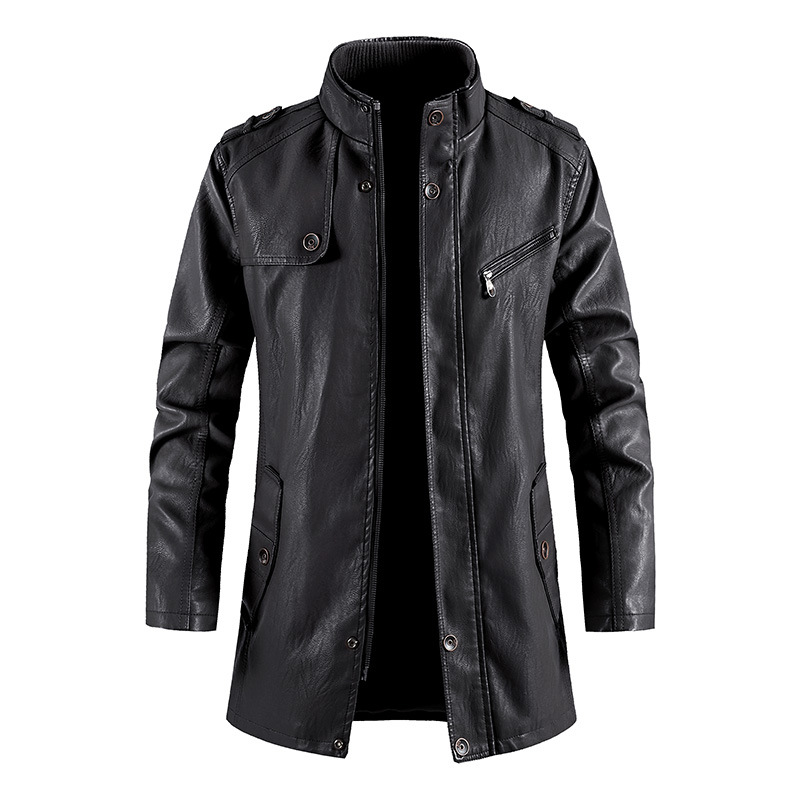 Mid-Length Faux Leather Motocy - Vintage Windbreaker Nylon avaliação e preço