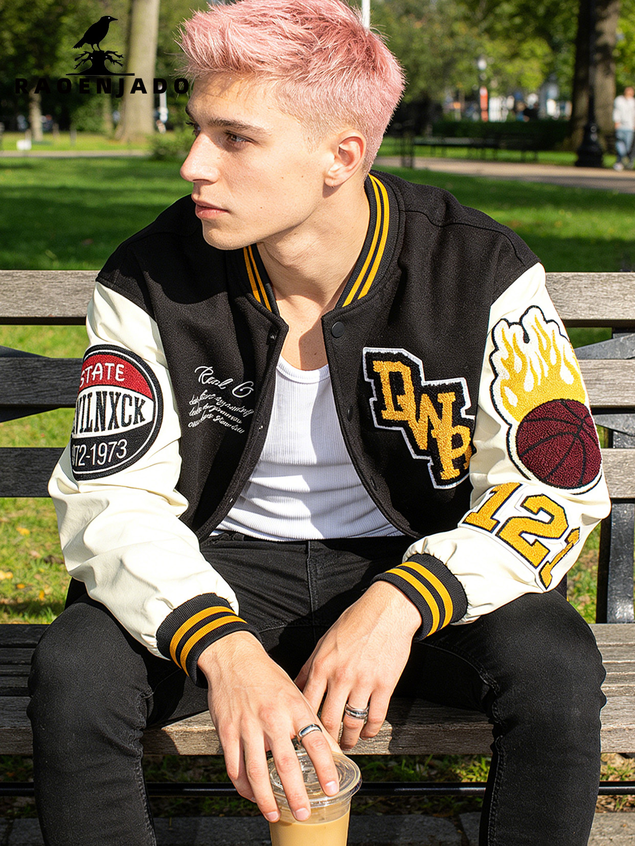 Men's Bomber Jacket Faux Leath - Varsity Jacket Wool avaliação e preço