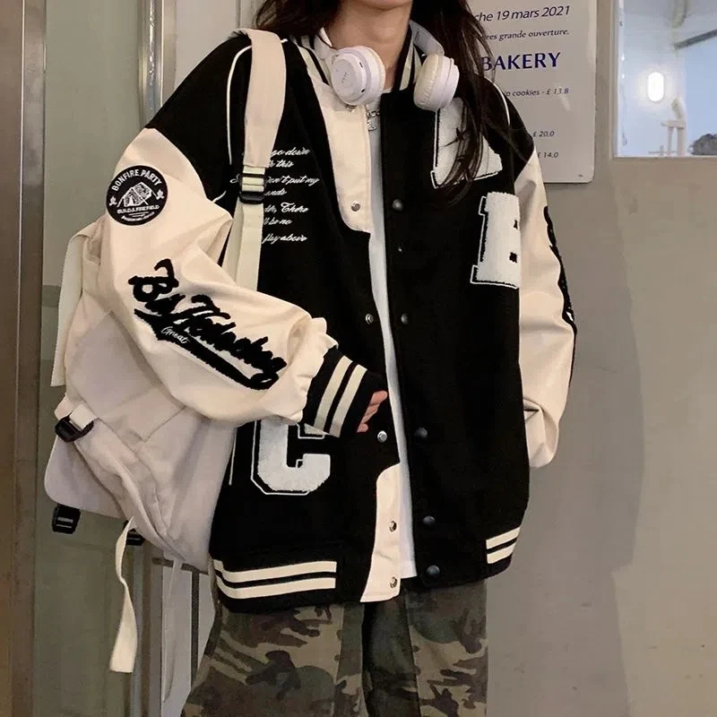 Y2k Lamb Wool Bomber Jacket Fe - Varsity Jacket Wool avaliação e preço