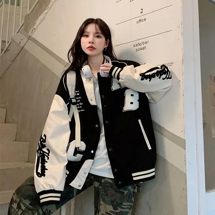 Y2k Lamb Wool Bomber Jacket Fe - Varsity Jacket Wool avaliação e preço
