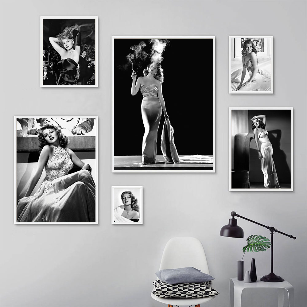 Rita Hayworth Poster,Black and - Vintage Fashion Prints For Wall avaliação e preço