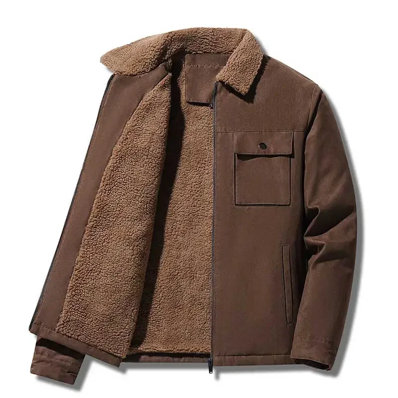 Winter Men Jackets Suede Warm  - Vintage Windbreaker Nylon avaliação e preço