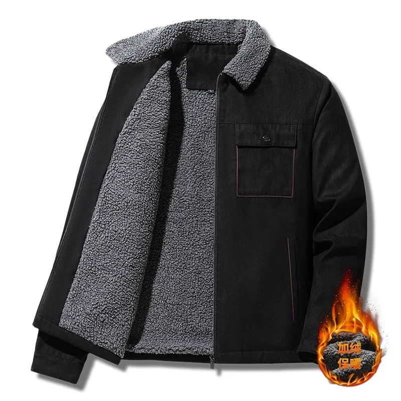 Winter Men Jackets Suede Warm  - Vintage Windbreaker Nylon avaliação e preço