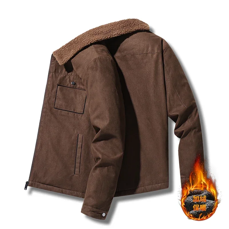 Winter Men Jackets Suede Warm  - Vintage Windbreaker Nylon avaliação e preço